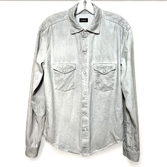 Earnest Sewn. Irving Snap Button Carbon Grey Washed Denim Shirt - Picture 1 of 12